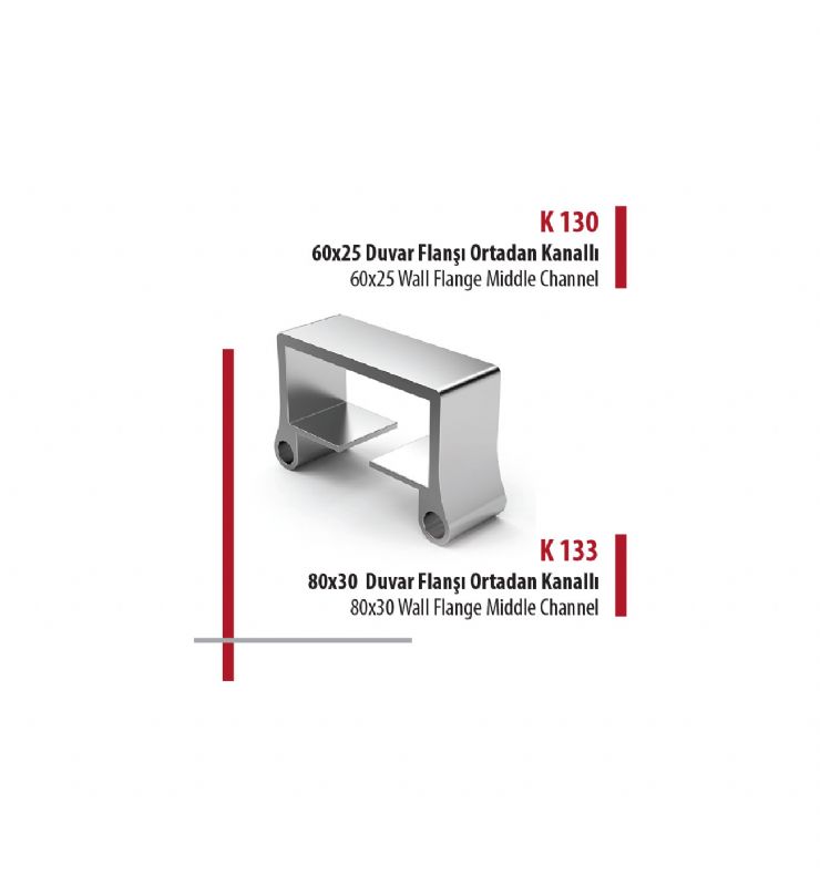 60x25 Duvar Flanşı Ortadan Kanallı